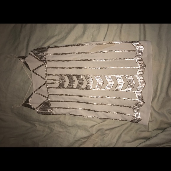 Champagne and Gold sequined Adelyn Rae Dress - Picture 1 of 3